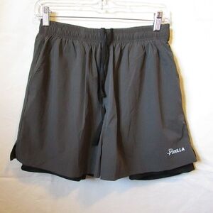Pudolla Men's 2 in 1 Running Shorts in dark grey